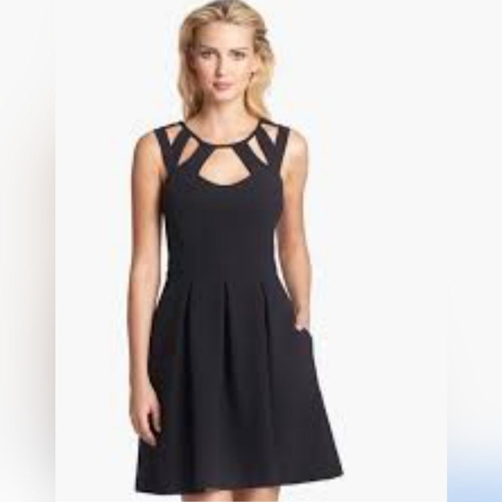 Betsey Johnson Cutout Black Cocktail Fit & Flare Dress Size 10
